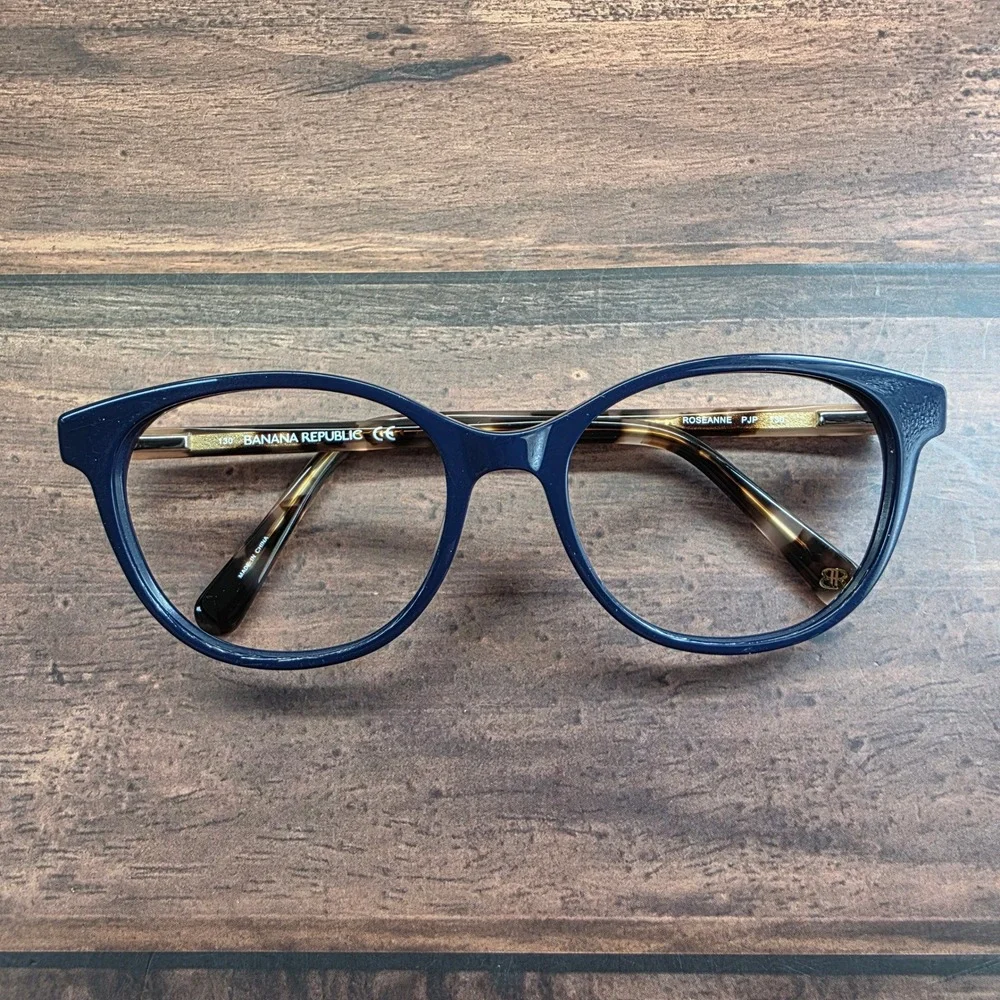Banana Republic Roseanne PJP Navy Blue Tortoise Cat Eye Eyeglasses Frames‎ 130